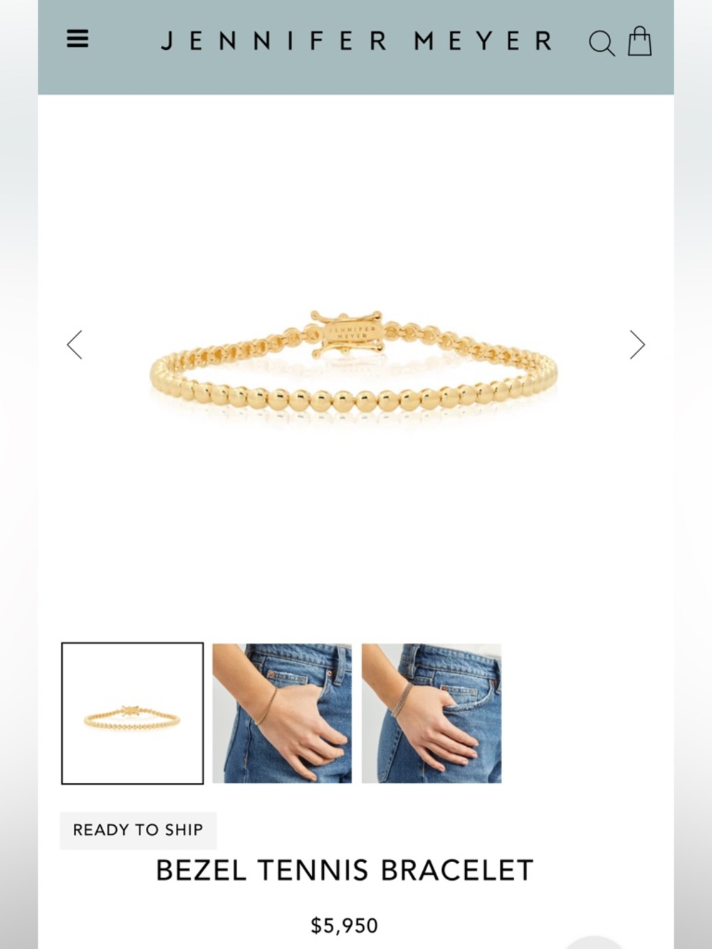 Jennifer Meyer Gold Bezel Tennis Bracelet
